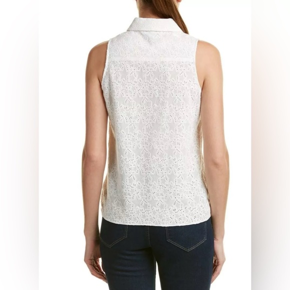 Trina Turk Embroidered Star Eyelet Sleeveless Front Tie Top Size Small - Picture 2 of 11